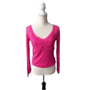 NWT Stevie By Steve Madden Stretch Lace Carmine Rose Size L Top